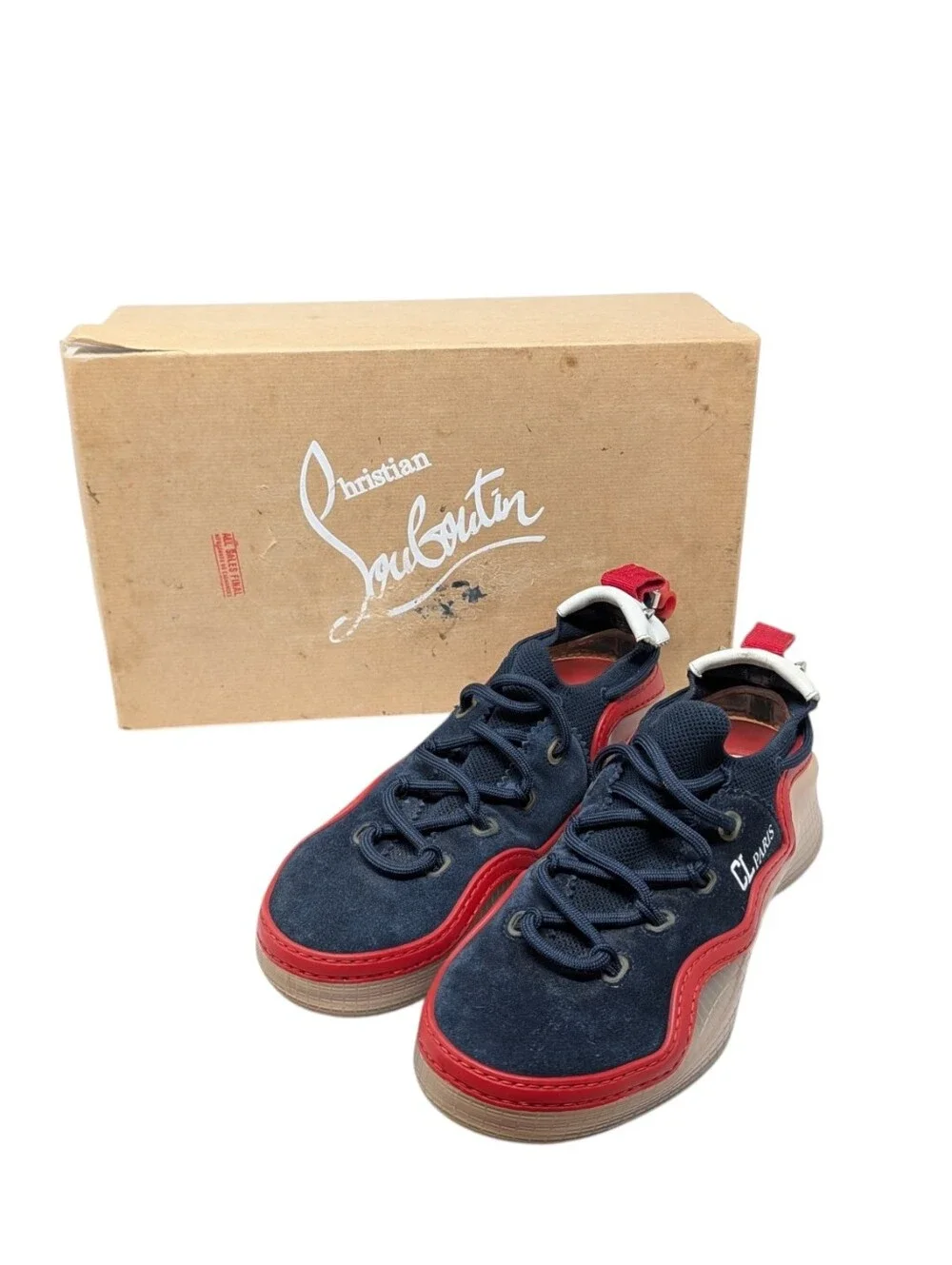 Christian Louboutin Navy and Red Low-Top Sneakers